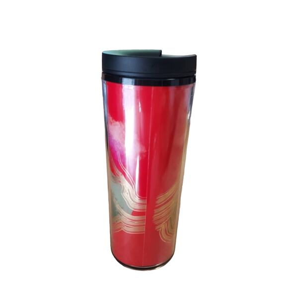 Starbucks 2021 Golden Ribbon Holiday Coffee Travel Tumbler 16 oz mug NWOT - Picture 2 of 6